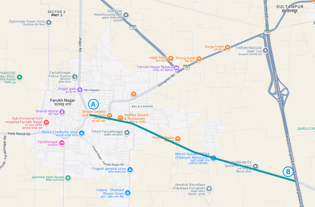 Farukh Nagar to Western Peripheral Exp. - 3.53KM